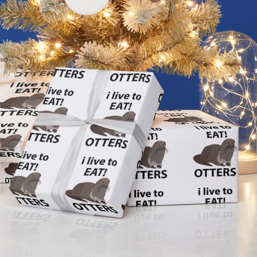 Otters Die Ik Leuk Vind Om Grappige Otters Te Eten Cadeaupapier (Feestdagen)