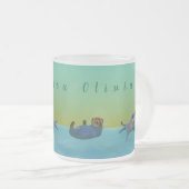 Otters die water afspelen matglas koffiemok (Voorkant rechts)