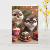 otters en kerstsnoepjes kaart (Gele Bloem)
