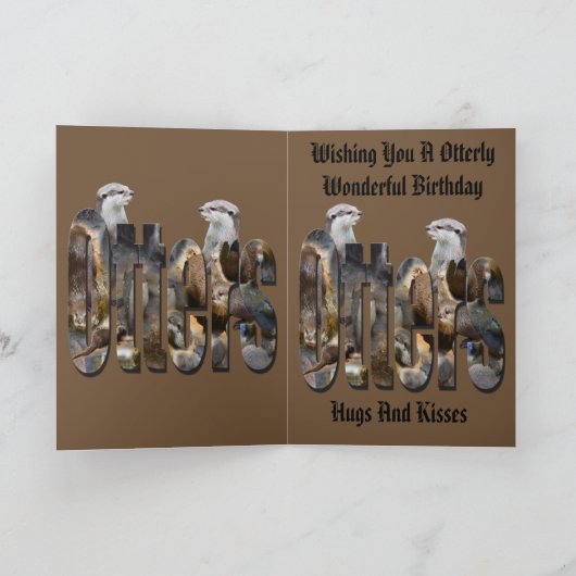 Otters en otters Logo, gelukkig verjaardag Kaart (Binnen)