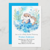 Otter's Enchanted Waterverf Boy Baby shower Kaart (Voorkant / Achterkant)