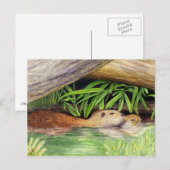 Otters Floating Wildlife Art Briefkaart (Voorkant / Achterkant)