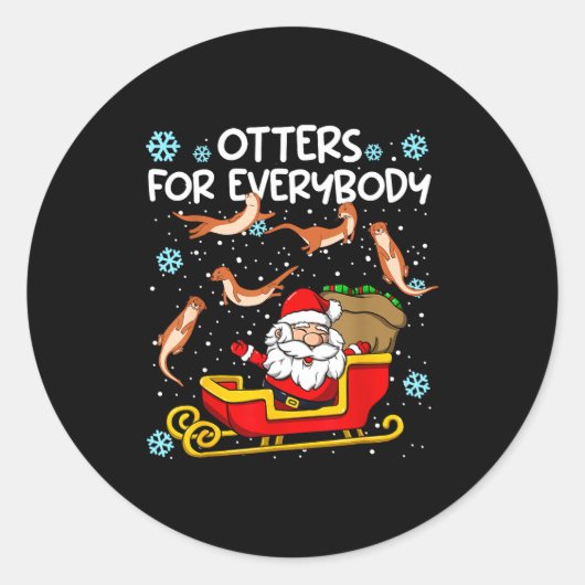 Otters For Everybody Santa Funny Christmas Otter Ronde Sticker (Voorkant)