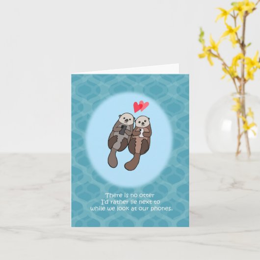 Otters Funny Geeky Love Jubileum/Valentijnsdag Kaart (Gele Bloem)