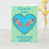 Otters Funny Valentijn Card Kaart (Gele Bloem)