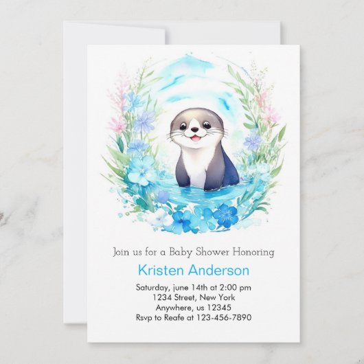 Otter's heerlijke Waterverf Boy Baby shower Kaart (Voorkant)