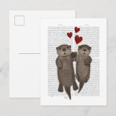 Otters Holding Hands Briefkaart (Voorkant / Achterkant)