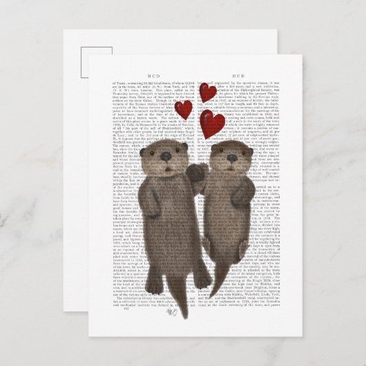 Otters Holding Hands Briefkaart (Voorkant / Achterkant)
