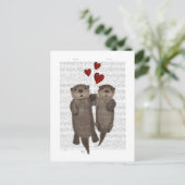 Otters Holding Hands Briefkaart (Staand voorkant)