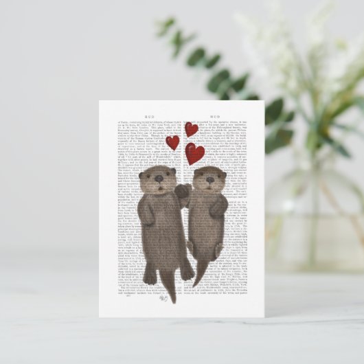 Otters Holding Hands Briefkaart (Staand voorkant)
