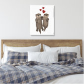 Otters Holding Hands Canvas Afdruk (Insitu (Slaapkamer))