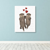 Otters Holding Hands Canvas Afdruk (Insitu (Houten vloer))