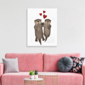 Otters Holding Hands Canvas Afdruk (Insitu (Woonkamer))