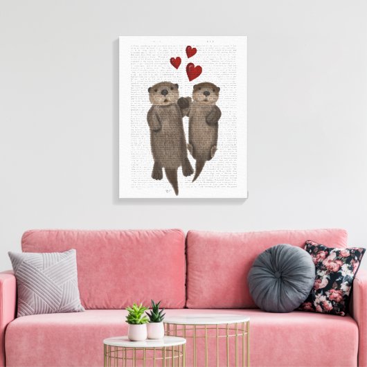 Otters Holding Hands Canvas Afdruk (Insitu (Woonkamer))