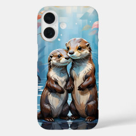 Otters Holding Hands iPhone 16 Hoesje