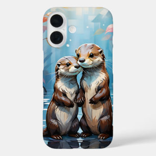 Otters Holding Hands iPhone 16 Hoesje
