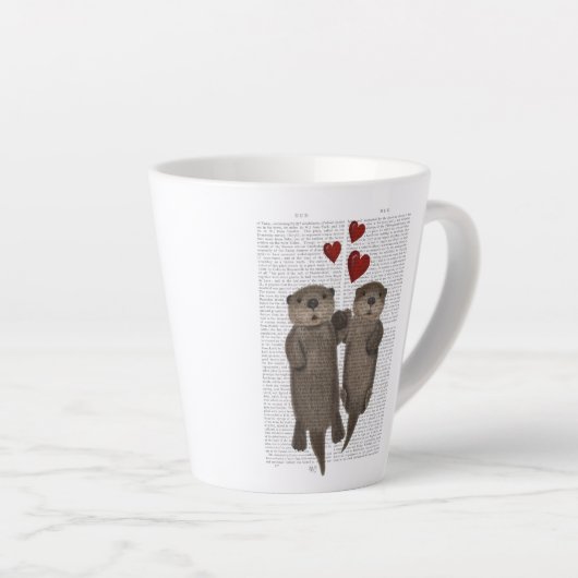 Otters Holding Hands Latte Mok (Rechterhoek)