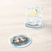 Otters Holding Hands Ronde Kartonnen Onderzetter (Insitu)