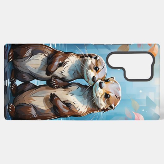 Otters Holding Hands Samsung Galaxy Hoesje (Achterkant horizontaal)