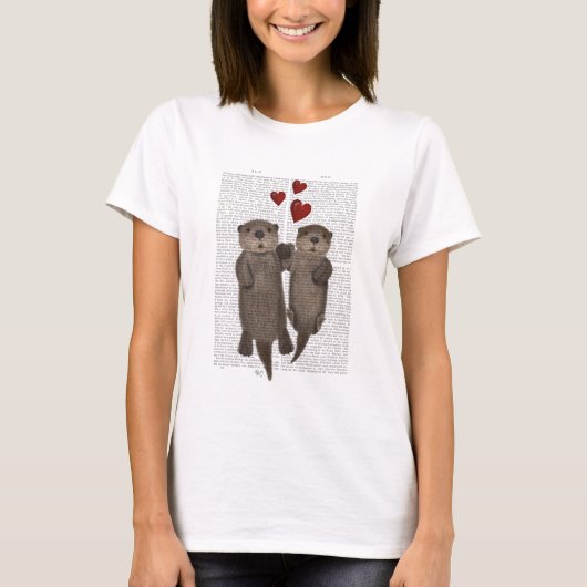 Otters Holding Hands T-shirt (Voorkant)