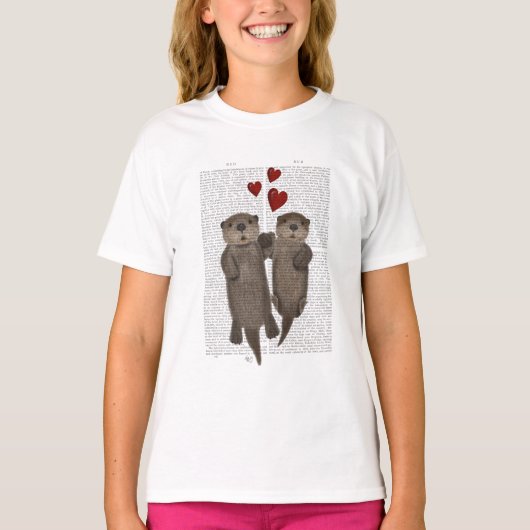 Otters Holding Hands T-shirt (Voorkant)
