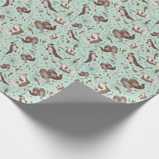 Otters in blauw cadeaupapier (Hoek)