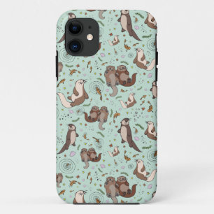 Otters in blauw Case-Mate iPhone case