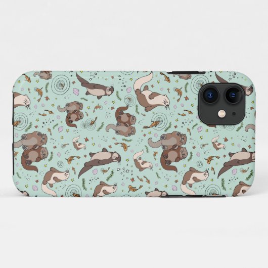 Otters in blauw Case-Mate iPhone case (Achterkant (horizontaal))