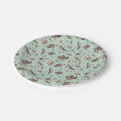 Otters in blauw papieren bordje (Gekanteld)