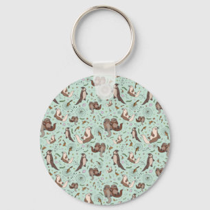 Otters in Blauw Sleutelhanger