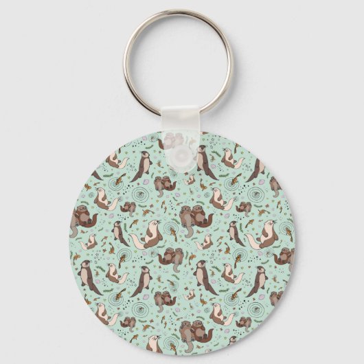 Otters in blauw sleutelhanger (Voorkant)
