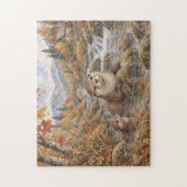 Otters in de herfststroom legpuzzel (Verticaal)