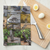 Otters in een fotocollage, theedoek (Quarter Fold)