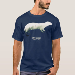 Otters in Forest Environment Climate Protection Cl T-shirt