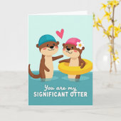 Otters In Love Greeting Card Kaart (Gele Bloem)