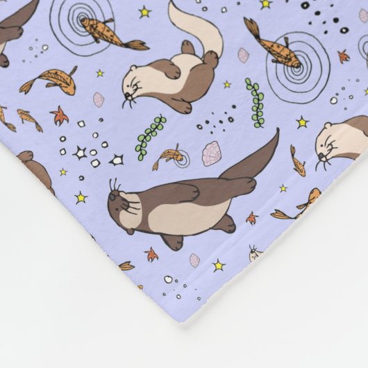Otters in Paars Fleece Deken (Hoek)
