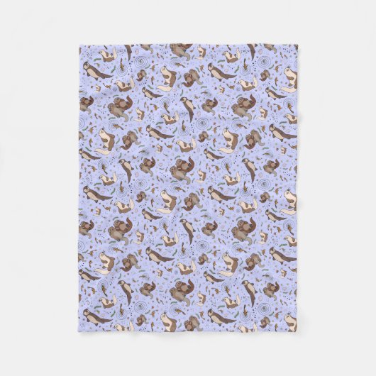Otters in Paars Fleece Deken (Voorkant)