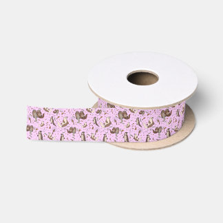 Otters in roze satijnen lint