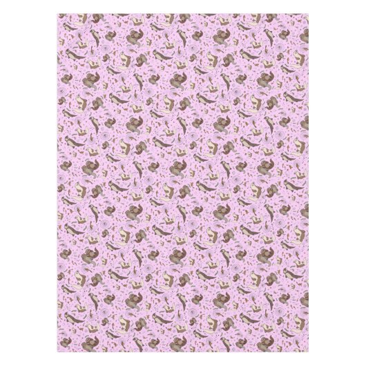 Otters in roze tafelkleed (Voorkant)