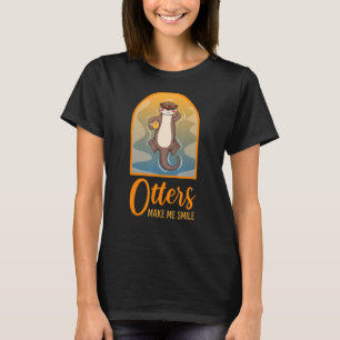 Otters laten me glimlachen Muzieknoten schoonmaken T-shirt
