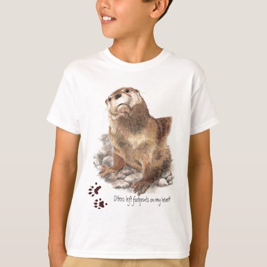 Otters lieten voetafdrukken achter op mijn hart, g t-shirt (Voorkant)