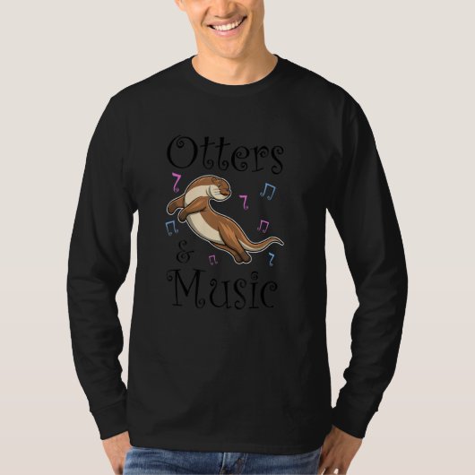 Otters Musician Music Notes Dancing Sea Otter T-shirt (Voorkant)