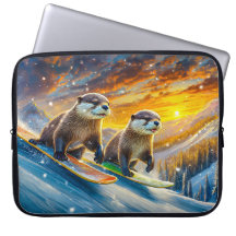 Otters op snowboards ontwerp van Rich AMeN Gill