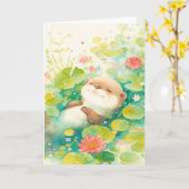 Otter's Paradise tussen Lotus bloemen Kaart (Gele Bloem)