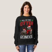 Otters Reindeer Antler Funny Kerstkerstkerstman Trui (Voorkant volledig)