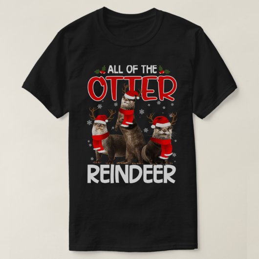 Otters Reindeer Deer Antler Funny Christmas Santa  T-shirt (Design voorkant)