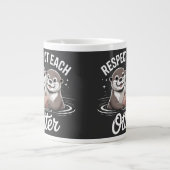 Otters Respecteren Elkaar Grappig Grote Koffiekop (Voorkant)