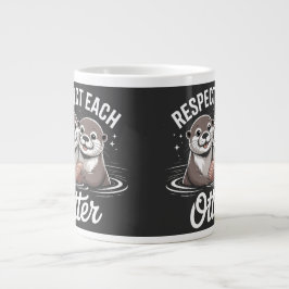 Otters Respecteren Elkaar Grappig Grote Koffiekop