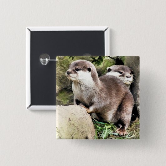 OTTERS VIERKANTE BUTTON 5,1 CM (Voorkant /achterkant)