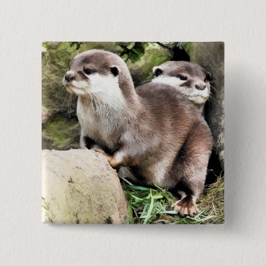 OTTERS VIERKANTE BUTTON 5,1 CM (Voorkant)